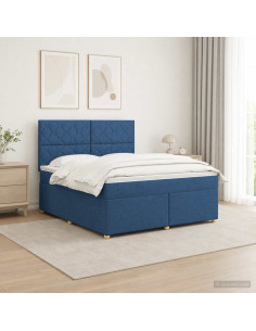 Letto box spring con materasso Blu 160 x 200 cm Tessuto