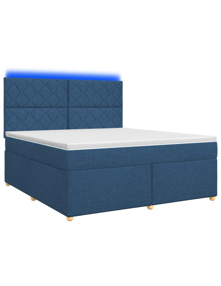 Letto box spring con materasso Blu 160 x 200 cm Tessuto