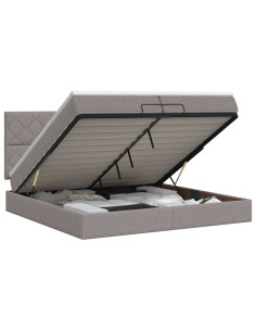 Letto ottomano con materasso Tortora 200 x 200 cm Tessuto 2