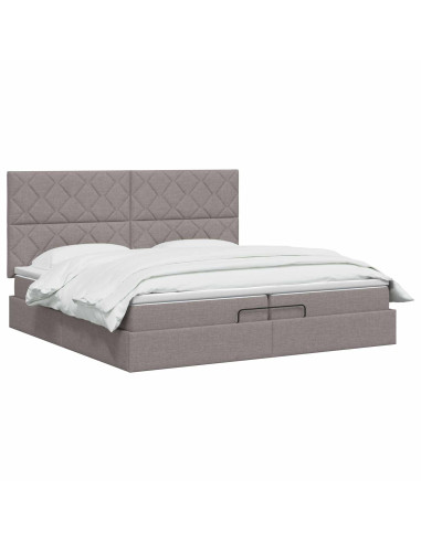 Letto ottomano con materasso Tortora 200 x 200 cm Tessuto