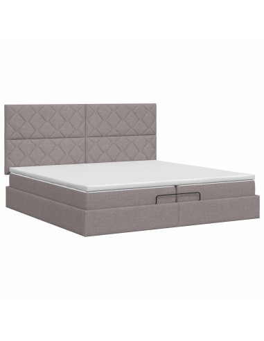 Letto ottomano con materasso Tortora 200 x 200 cm Tessuto