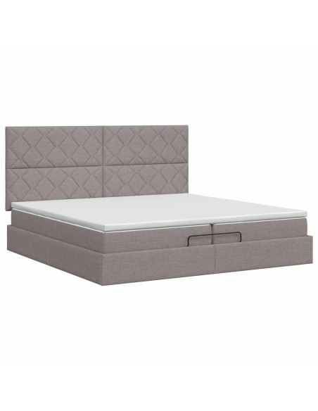 Letto ottomano con materasso Tortora 200 x 200 cm Tessuto