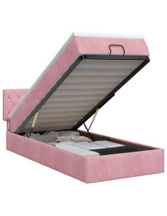 Letto ottomano con materasso Rosa 80 x 200 cm Velluto 2