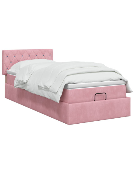 Letto ottomano con materasso Rosa 80 x 200 cm Velluto