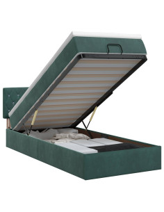 Letto ottomano con materasso Verde Scuro 90 x 200 cm Velluto 2