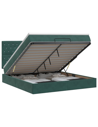 Letto ottomano con materasso Verde Scuro 180 x 200 cm Velluto