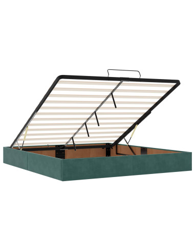 Letto ottomano con materasso Verde Scuro 180 x 200 cm Velluto