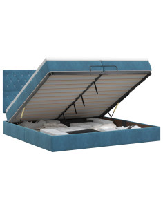 Letto ottomano con materasso Blu Scuro 200 x 200 cm Velluto 2