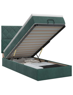 Letto ottomano con materasso Verde Scuro 80 x 200 cm Velluto 2