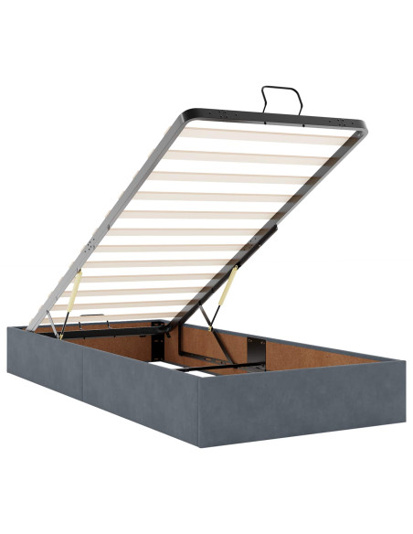 Letto ottomano con materasso Grigio Scuro 90 x 190 cm Velluto