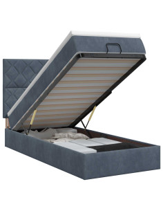 Letto ottomano con materasso Grigio Scuro 90 x 200 cm Velluto 2