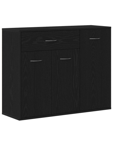 Credenza Rovere Nero 88x30x70 cm in Legno Multistrato