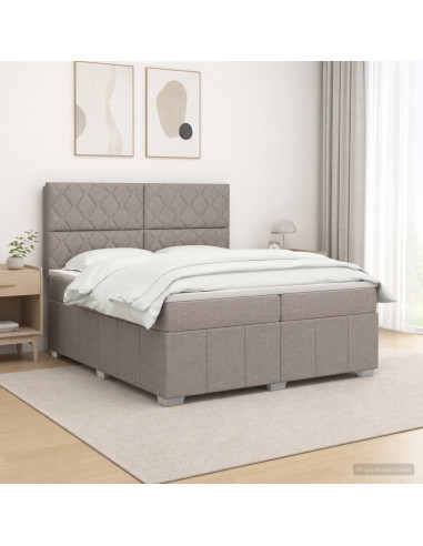 Letto box spring con materasso Tortora 200 x 200 cm Tessuto