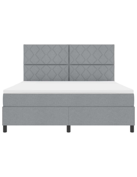 Letto a molle con testiera Grigio chiaro 180 x 200 cm Tessuto