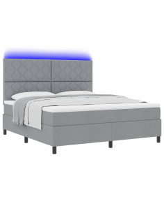 Letto a molle con testiera Grigio chiaro 180 x 200 cm Tessuto 2