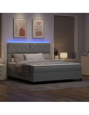 Letto a molle con testiera Grigio chiaro 180 x 200 cm Tessuto