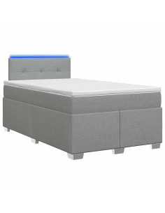 Letto con Box Spring, Materasso e LED Grigio Chiaro Tessuto 2