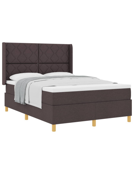 Letto a molle con testiera Marrone Scuro 160 x 200 cm Tessuto