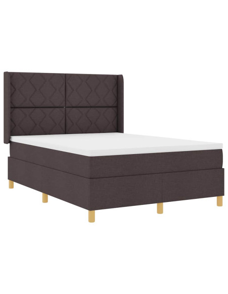 Letto a molle con testiera Marrone Scuro 160 x 200 cm Tessuto