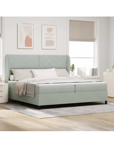 Letto a molle con testiera Grigio chiaro 200 x 200 cm Velluto