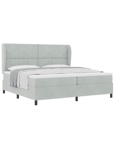 Letto a molle con testiera Grigio chiaro 200 x 200 cm Velluto 2
