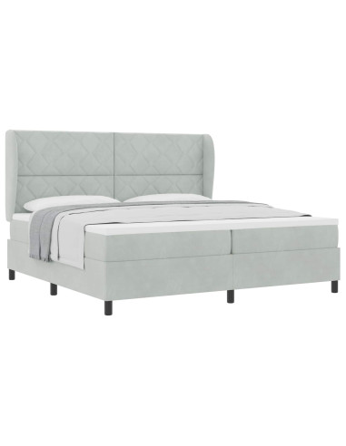 Letto a molle con testiera Grigio chiaro 200 x 200 cm Velluto