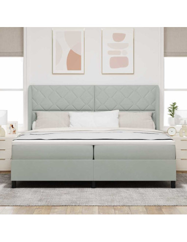Letto a molle con testiera Grigio chiaro 200 x 200 cm Velluto