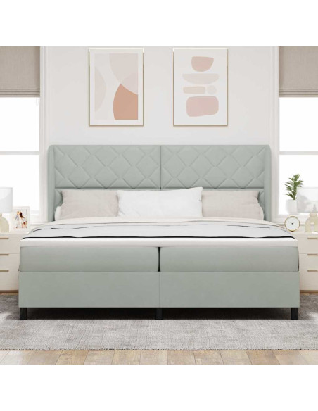 Letto a molle con testiera Grigio chiaro 200 x 200 cm Velluto