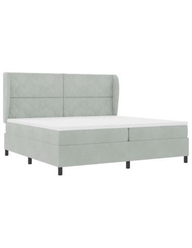 Letto a molle con testiera Grigio chiaro 200 x 200 cm Velluto