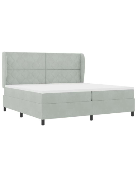 Letto a molle con testiera Grigio chiaro 200 x 200 cm Velluto