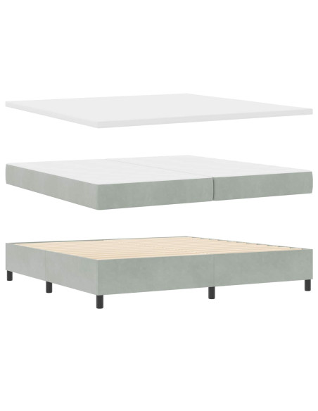 Letto a molle con testiera Grigio chiaro 200 x 200 cm Velluto