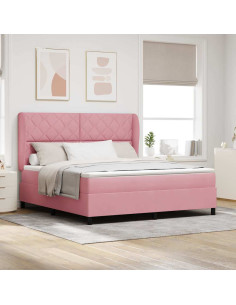 Letto a molle con testiera Rosa 200 x 180 cm Velluto