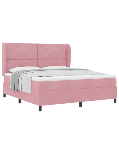 Letto a molle con testiera Rosa 200 x 180 cm Velluto