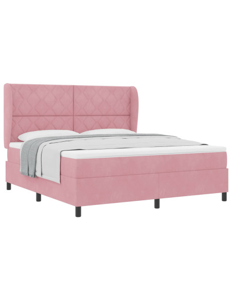 Letto a molle con testiera Rosa 200 x 180 cm Velluto