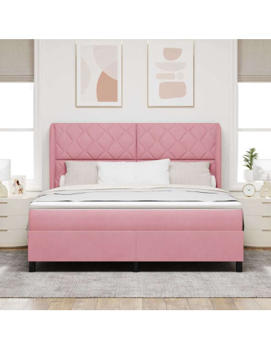 Letto a molle con testiera Rosa 200 x 180 cm Velluto