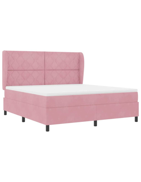 Letto a molle con testiera Rosa 200 x 180 cm Velluto