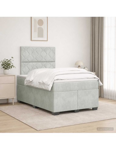 Letto box spring con materasso Grigio Chiaro 120 x 190 cm