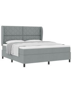 Letto a molle con testiera Grigio chiaro 180 x 200 cm Tessuto 2