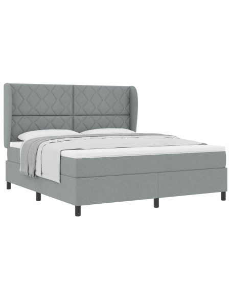 Letto a molle con testiera Grigio chiaro 180 x 200 cm Tessuto