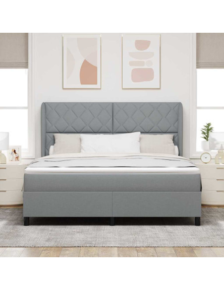 Letto a molle con testiera Grigio chiaro 180 x 200 cm Tessuto