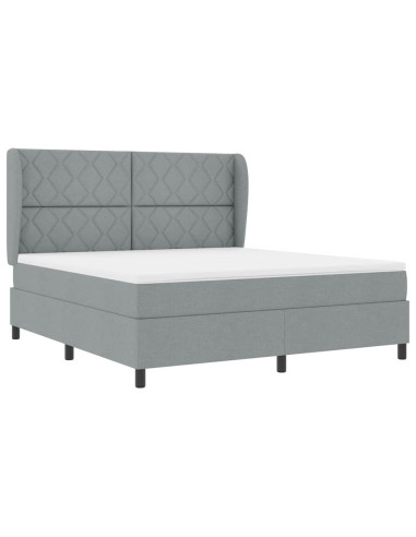 Letto a molle con testiera Grigio chiaro 180 x 200 cm Tessuto