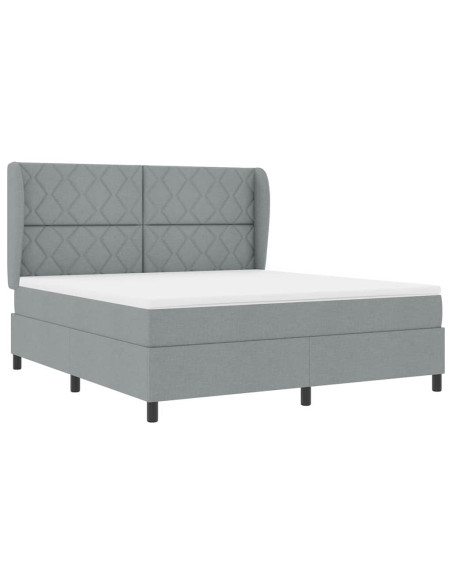Letto a molle con testiera Grigio chiaro 180 x 200 cm Tessuto
