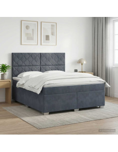 Letto box spring con materasso Grigio Scuro 180 x 200 cm