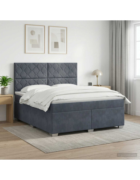 Letto box spring con materasso Grigio Scuro 180 x 200 cm