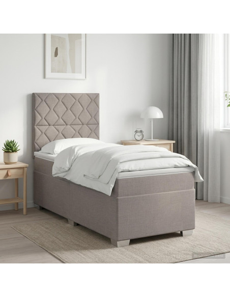 Letto box spring con materasso Tortora 100 x 200 cm Tessuto
