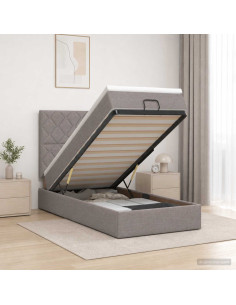 Letto ottomano con materasso Tortora 100 x 200 cm Tessuto