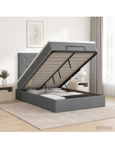 Letto ottomano con materasso Grigio Scuro 120 x 200 cm Tessuto