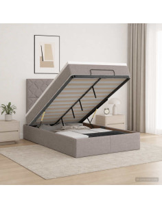Letto ottomano con materasso Tortora 120 x 200 cm Tessuto