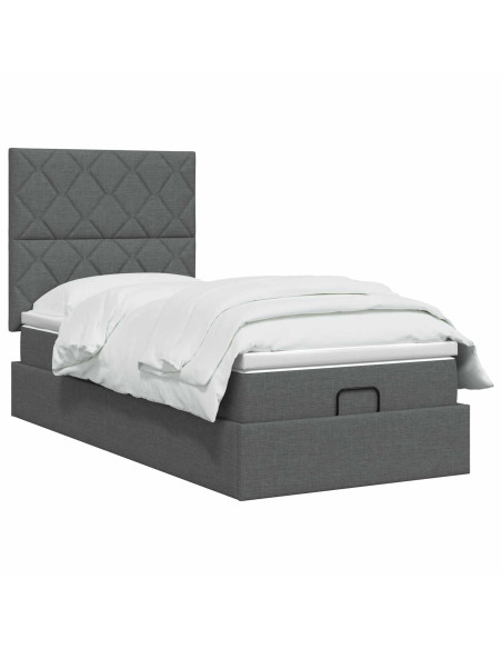 Letto ottomano con materasso Grigio Scuro 90 x 200 cm Tessuto