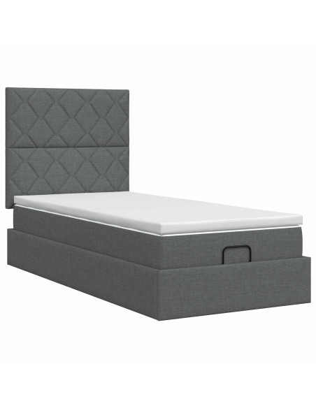 Letto ottomano con materasso Grigio Scuro 90 x 200 cm Tessuto